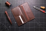 Portfel Męski z Ciemno-Brązowej Skóry, Kieszeń na Monety, Ręczny