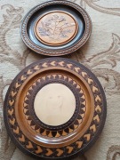 RETRO FOLK dwa drewniane TALERZE z okresu PRL-U 