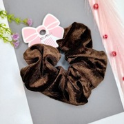 Gumka do Włosów * Czekoladowa Elegancka Scrunchie Welurowy Efekt