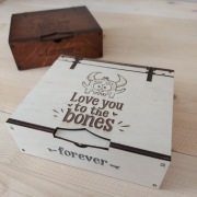 Pudełko Drewniane Rękodzieło Walentynkowe Kocham Cię do szpiku kości 