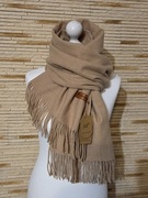 Piękny szal 50%kaszmir 50% wełna  duży rozmiar 200x70 cm Dark Camel 