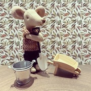 Zestaw taczka wiaderko łopata dla myszek maileg lalek barbie ogrodnik ogród