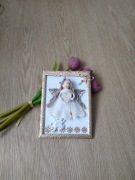 Pamiątka Komunii Świętej Anioł w ramce 