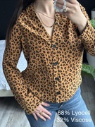Bluzka koszula w panterkę długi rękaw guziki leopard print M lyocell