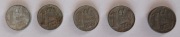 Zestaw monet Holandia 1 cent 1942 (5 szt)