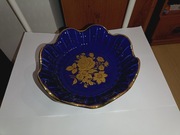 Kobaltowa patera misa Bawaria na stopie Kobalt stara porcelana złocona