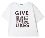 BENETTON biała koszulka crop Give Me Likes