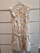 Lekka Sukienka w Kwiaty Calliope S/36 Falbanki Pastelowy Print