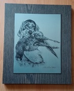 Obraz pies myśliwski Seter z bażantem Marlies Esser 32x27 cm