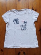 biały T-shirt dziewczęcy 110 Cool Club Chill and Sun Palmy