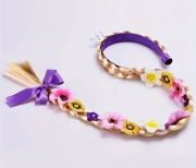 Nowa opaska z warkoczem kwiaty kokardka cudna