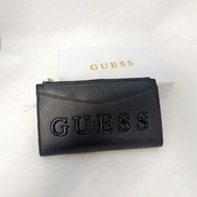 Guess Portfel Damski Czarny Skóra Licowa Złote Logo GUESS Nowy 11x20 