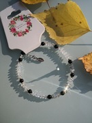 Bransoletka amulet czarny obsydian i kryształki 