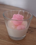 Świeca sojowa naturalna,prezent na Dzień Babci,Walentynki,róza i serca