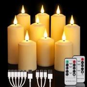 Ładowane świeczki LED zestaw 9 szt  – Z pilotem, wodoodporne USB