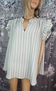 Bluzka damska Tamara H 2X miętowa w paski plus size, 
