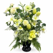 Kompozycja nagrobna do wazonu na grób cmentarz stroik wiązanka biało-krem