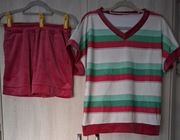 Nowy dres welurowy bluza pasy krótki rękaw + krótkie spodenki r. uniwersaln