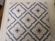 Gres szkliwiony LOVELY PATCHWORK GEOMETRIC FLOWER white-blue mat 15 sztuk