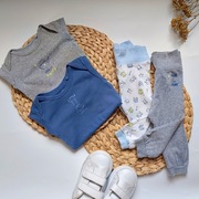 Komplet body spodnie 62 68 szare długi rękaw dresik