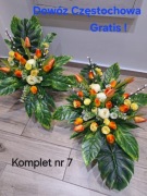 Stroik komplet kompozycja kwiaty wiązanka na grób na cmentarz