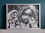 Anioł Stróż akryl na płótnie 