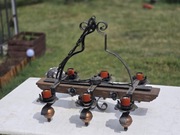 Stara lampa wisząca,  drewno,.metaloplastyka 