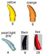 Lego 43 szt. pazur róg ząb claw horn - NOWE