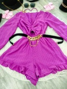 Śliczny kombinezon w stylu boho fiolet xs