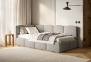 Nowe Łóżko Selsey 90x200 Cloudy lewostronne z pojemnikiem szarobeż boucle