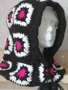 Czapka damska, kominiarka. Komplet z rękawiczkami bez palcow