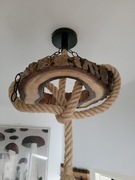 Lampa Loft sufitowa wisząca sznur jutowy Orzech Wł