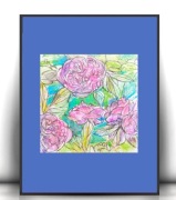 ogród rysunek z kwiatkami, botaniczny obrazek A4, kwiaty plakat 21x30