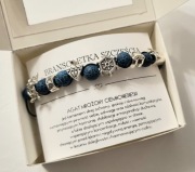 Bransoletka szczęścia agat mrożony ciemnoniebieski 