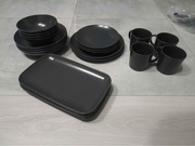 Ikea Färgklar czarny komplet naczyń na 4 osoby