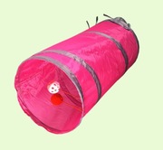 Tunel dla kota składany z dwoma piłeczkami różowy