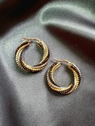 Kolczyki Kola Spiralne MIYUKI M 28mm Zloto Srebro Stal Chirurgiczna