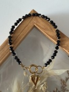 Bransoletka glamour czarny Agat fasetowany 19 cm