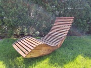 Leżak ogrodowy basenowy drewniany bujany wygodny duży Bujak Fotel Mocny