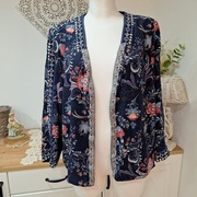 Monsoon kimono 46 niebieskie kwiaty narzutka tunika boho eleganckie