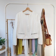 Mango 40 L żakiet marynarka biała na zamek suit elegancka 