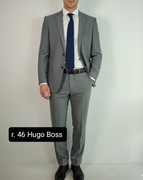 Garnitur męski r. 46 szary w prążki wełna premium 