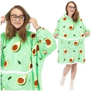 Bluza koc damska 2w1 ciepła kocobluza oversize z kapturem awokado