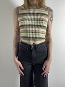 Dzianinowy top w paski, bez rękawów, crop rozm. XS Mango