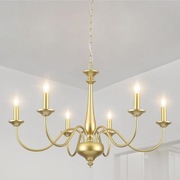 QAREHL Żłoty Żyrandol Vintage z 6 punktami świetlnymi