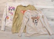 H&M bluzka z długim rękawem koszulka 3szt zestaw 134/140