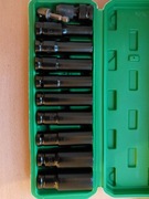 Klucze udarowe 1/2, 9 sztuk + końcówka reduktor na 1/4