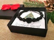 Świąteczna bransoletka męska kamienie czarny turmalin wulkaniczny lawa