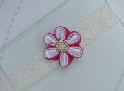 Opaska do włosów chrzest urodziny wesele koronka kanzashi roczek