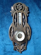 stary barometr drewniany z termometrem 